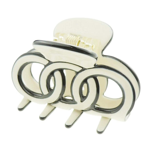 Ladies Girls Small Mini Hair Claw Clamp Stencil Two Tone Circles Rings