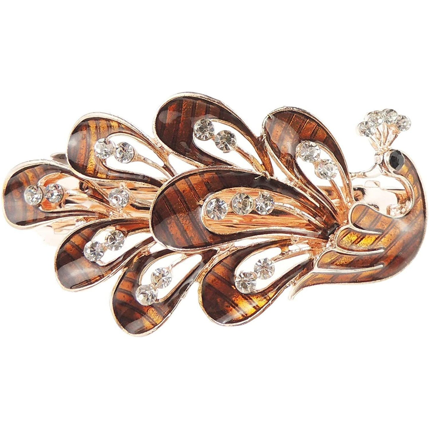 Beautiful Ladies Vintage Gold Tone Chunky Metal 8 cm Hair Evening Barrette Peacock in 6 Colours