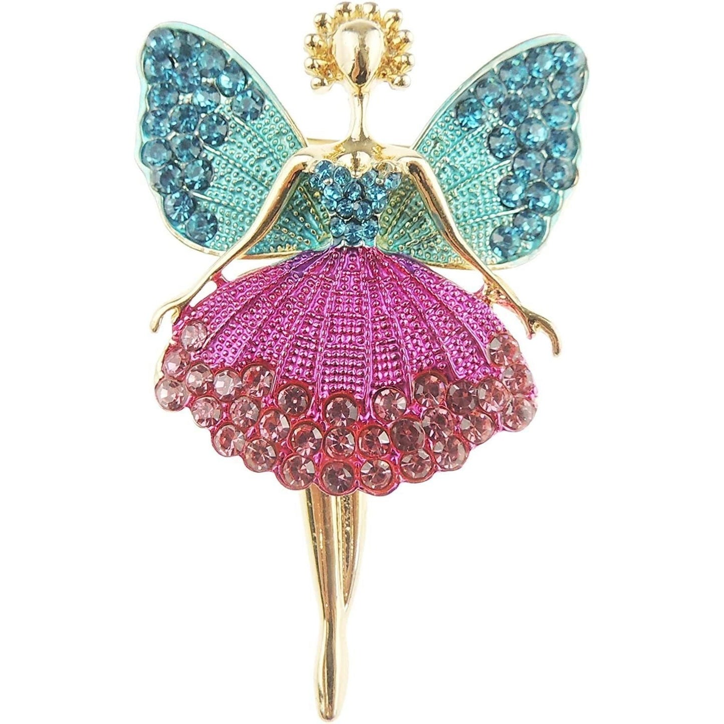 Ladies Crystal Diamante Evening Lapel Brooch Dancing Ballerina Tutu Moving Legs Multicolour