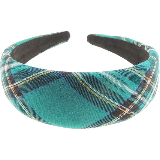 Tartan Plaid Check 4cm Wide Slightly Padded Fabric Formal Boho Vintage Headband Alice Band For Women, Alice Band,Hair Accessories Hairband For Christmas Birthday Wedding Guest Bridesmaid Party