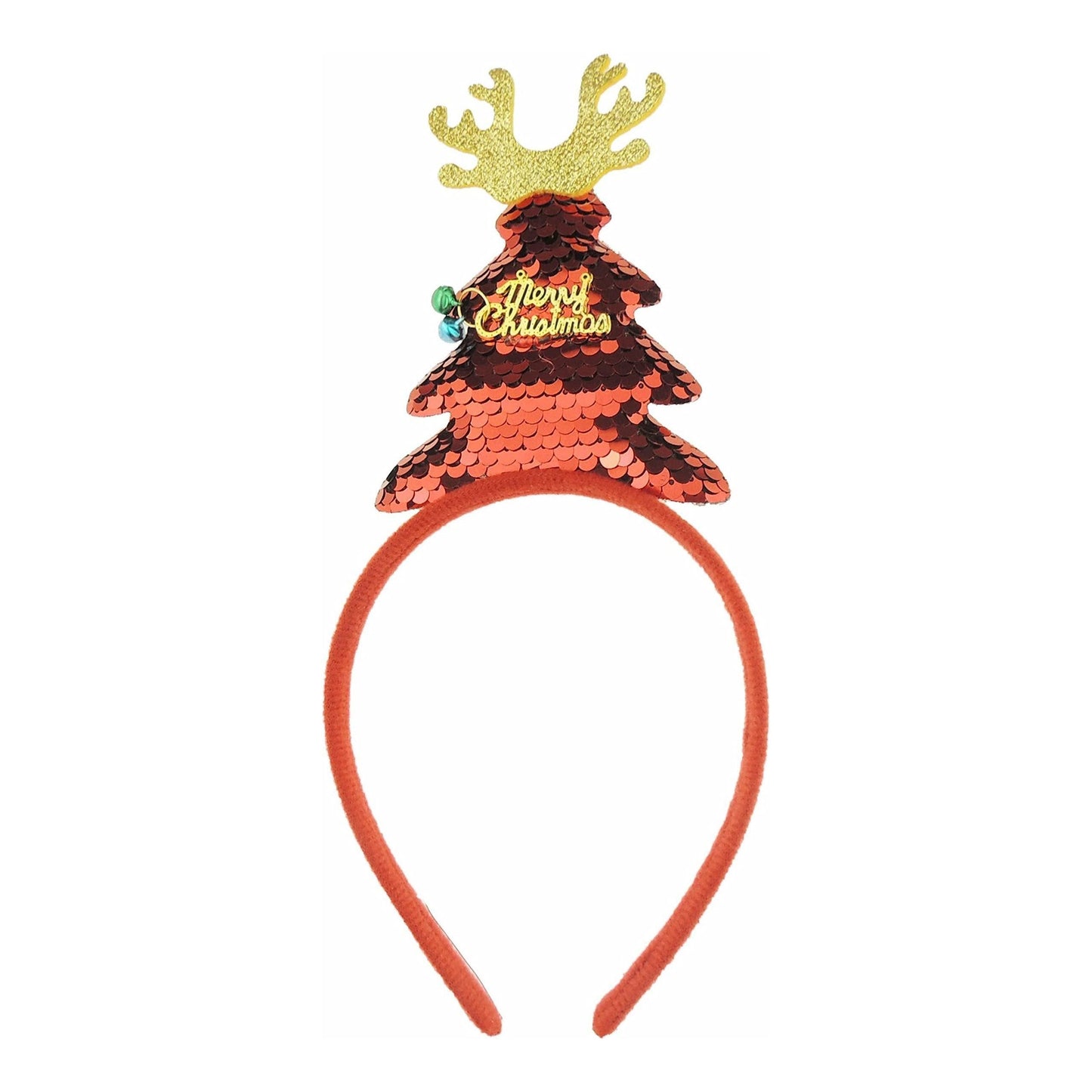 Womens Mens Unisex Christmas Tree Festive Day Dinner Nativity Costume Outfit Party Headband Hair Hoop Alice Band Hairband Deeley Deely Springs Bopper Red Sequin Tree