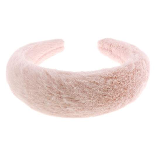 Womens Faux Fur Puffy Occasion Wedding Bridal Party Birthday Christmas Evening Wide 5cm Thick High Bump Padded Hair Hairband Accessories Headband Alice Band