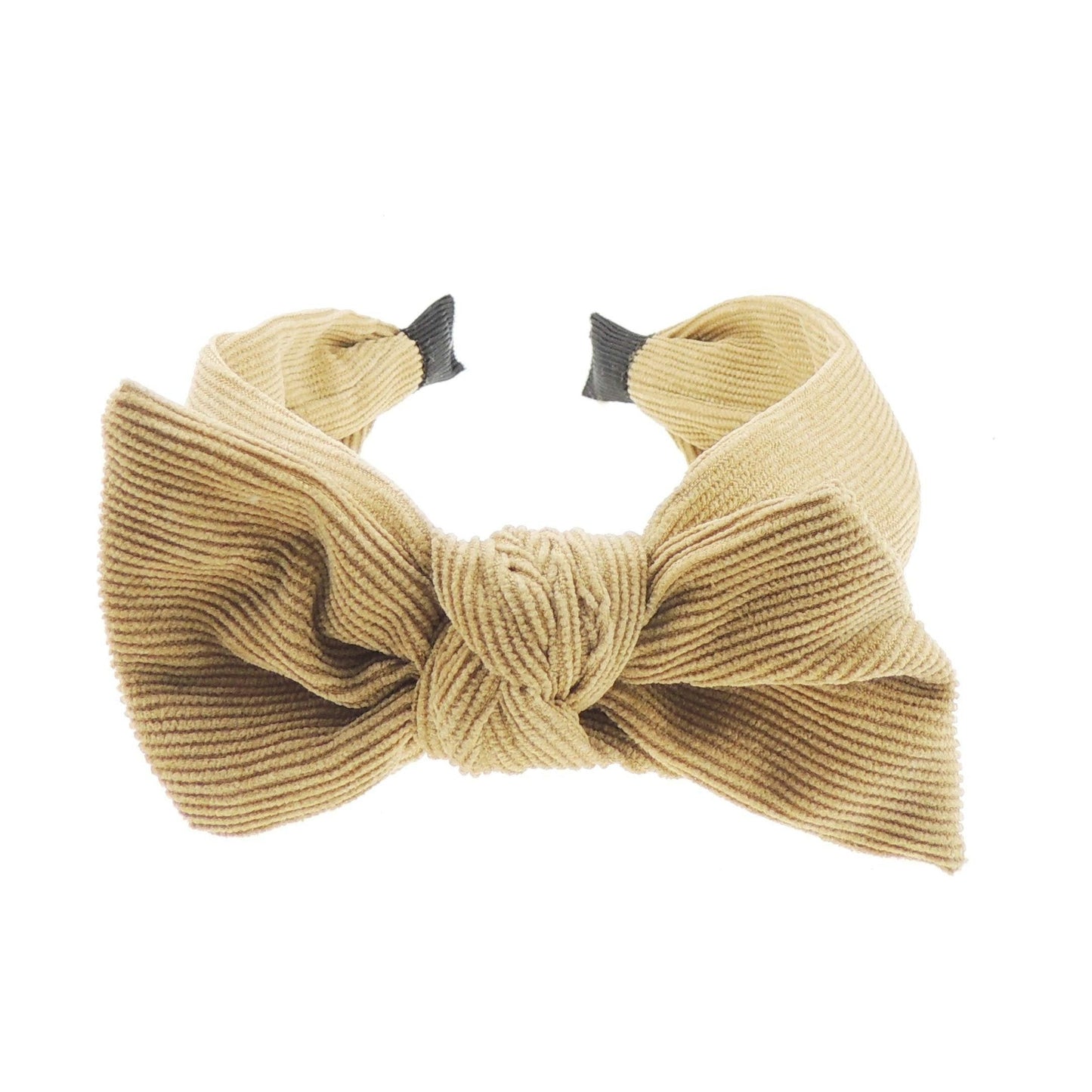 Ladies Corduroy Draped Top Knot Square Bow Headband Alice Band