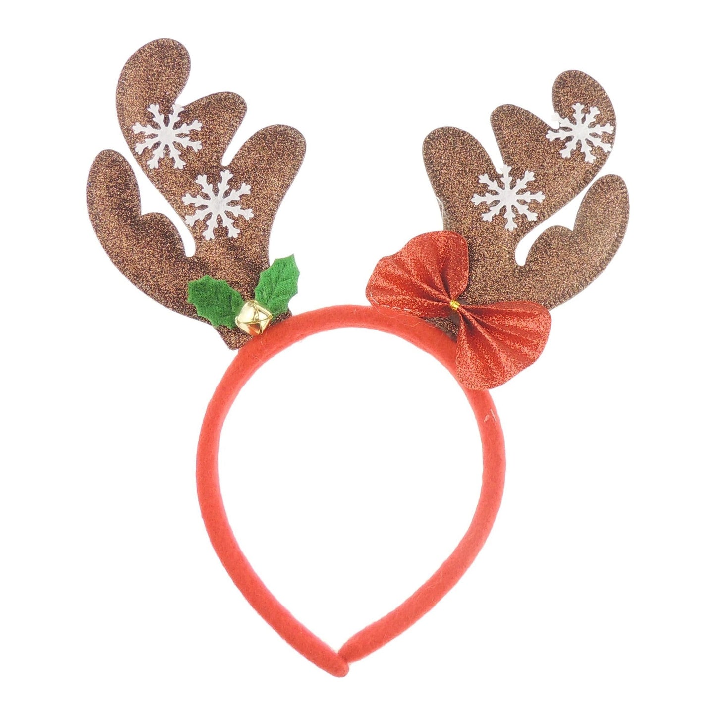 Unisex Womens Mens Festive Christmas Nativity Costume Outfit Party Headband Hair Hoop Alice Band Hairband Deeley Springs Bopper Plush Deer Antler Ears Reindeer Red Gold Glitter Bow Snowflake