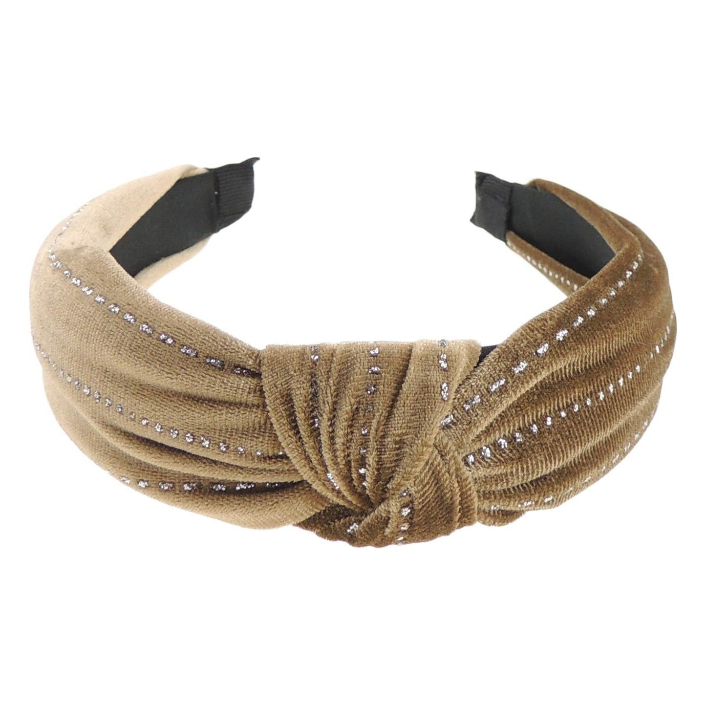 Ladies Soft Velvet Evening Winter Wide 4cm Headband Alice Band Sparkly Glitter Pin Stripe Top Knot