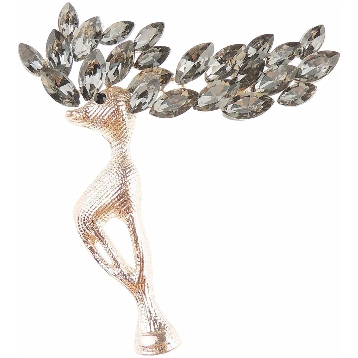 Ladies Silver Gold Tone Crystal Diamante Large Antlers Christmas Reindeer Stag Brooch Boxed