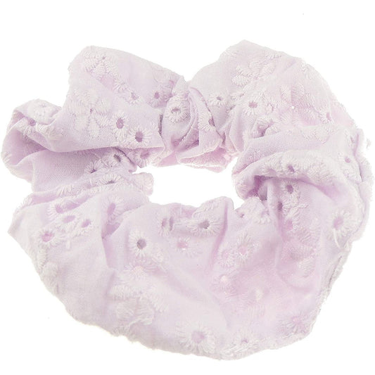 Girls Ladies Summer Essential Broderie Anglais Classic Pastel Hair Scrunchie Tie