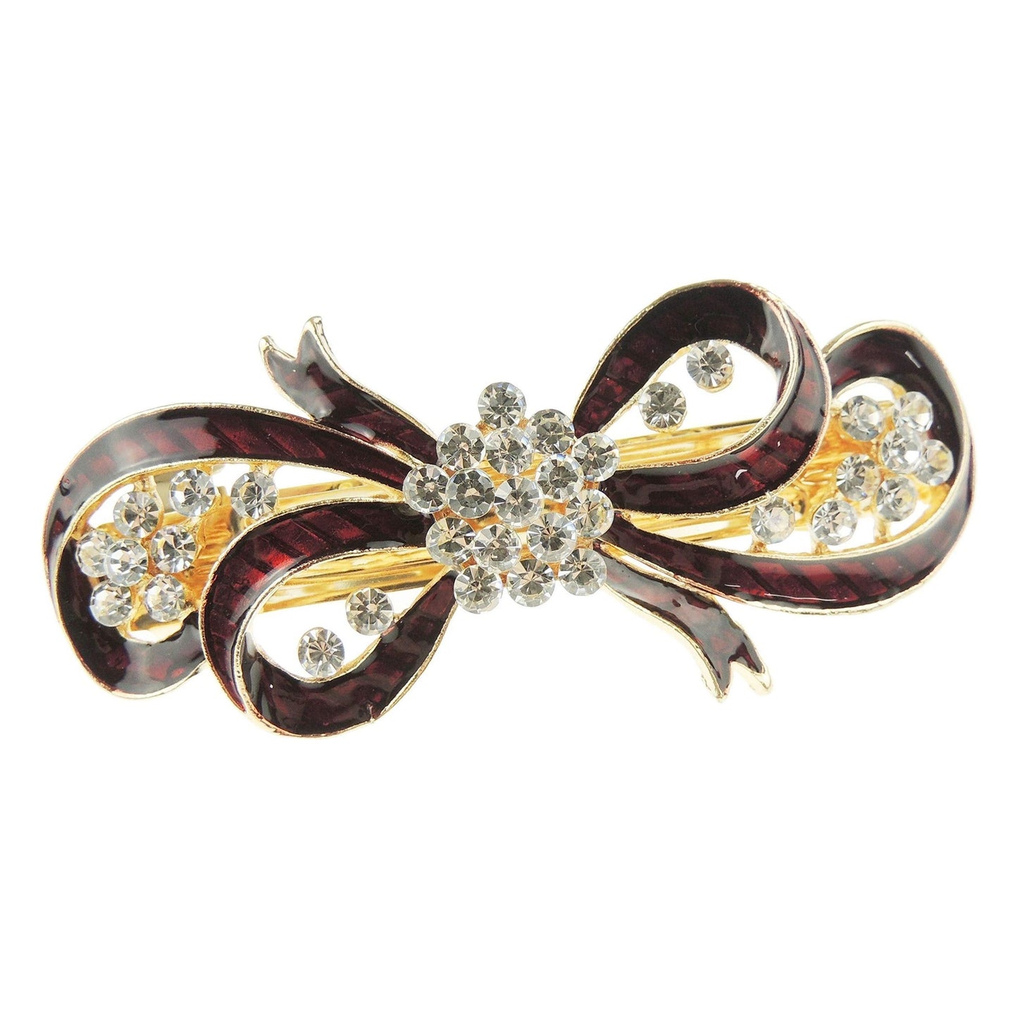 Womens Girls Crystal Rhinestone Diamante Wedding Birthday Party Evening Ponytail Fine Medium Hair Accessories Occasion Barrette Hairpin Grip French Spring Clip Enamel Bow Ribbon