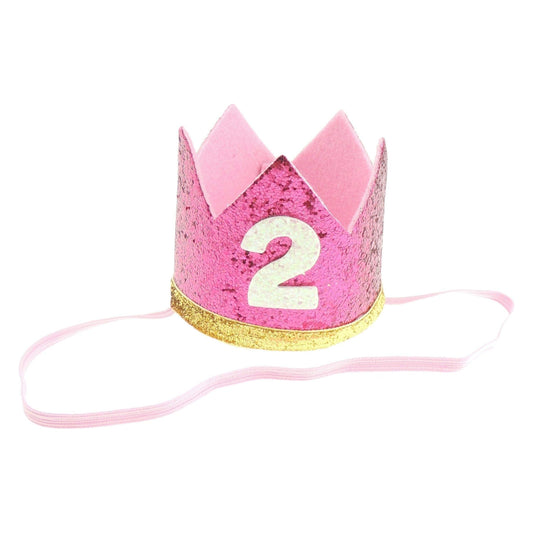 Adorable Baby Boys Girls Glitter 2 Two 2nd Years Birthday Elasticated Crown Second 2nd Tiara Headband Band Prince Princess King Queen Costume Hat Photo Prop Party Old Cats Dogs