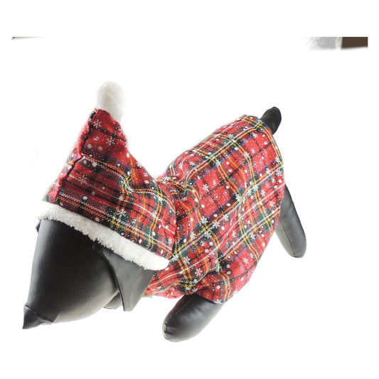 Festive Christmas Xmas SMALL DOG ONLY Puppy Cat Kitten Accessories Outfit Fleece Warm Winter Girl Boy Jumper Coat Cape Clothes Hoodies Fancy Dress Costume Ideas Dress Red Black Tartan Plain