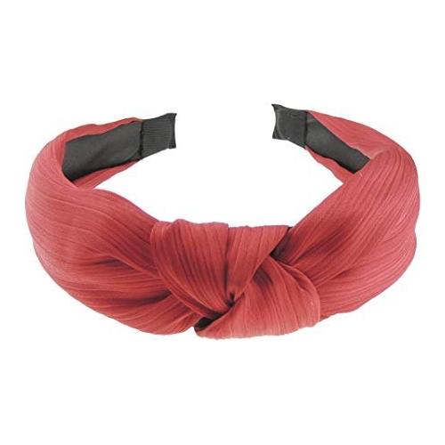 Ladies Top Knot Chiffon Pinstripe Striped Headband Alice Band (Burgundy)