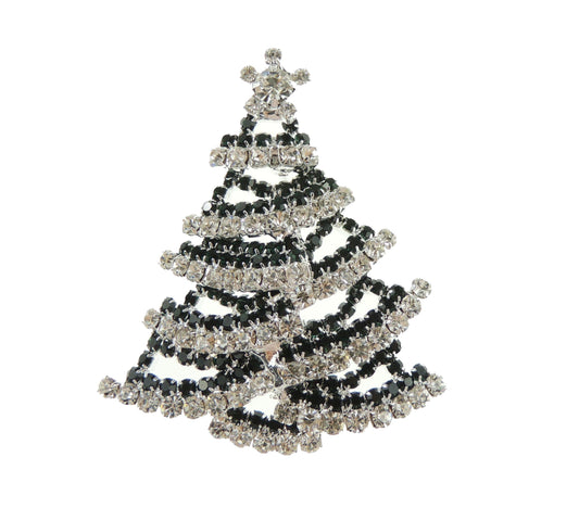 Ladies Men's Extra Sparkly Diamante Crystal Christmas Lapel Brooch Pin Silver Tone Tree