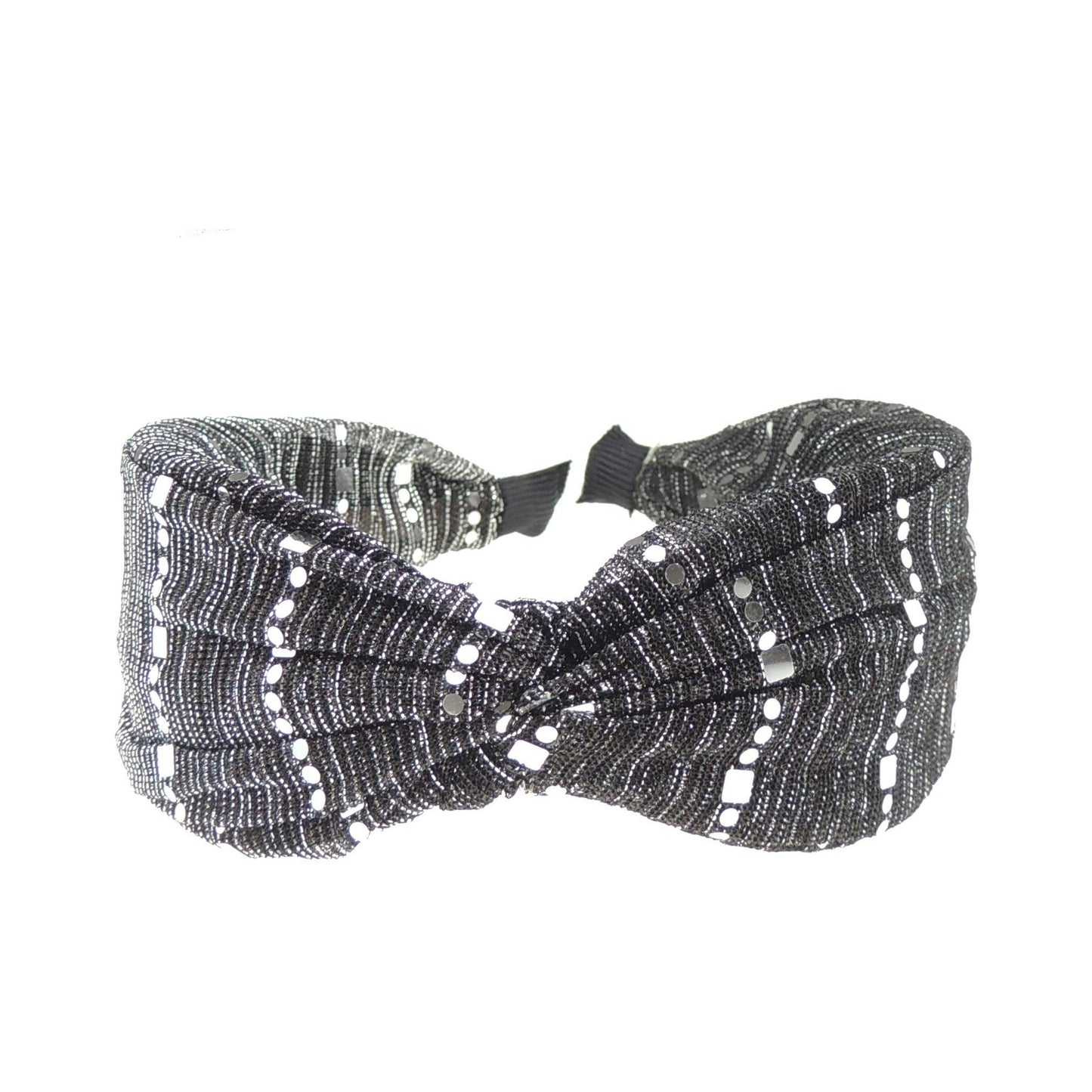 Sparkly Ladies Wide Top Twist Detail Chiffon Covered Headband Alice Band Wide Sequins