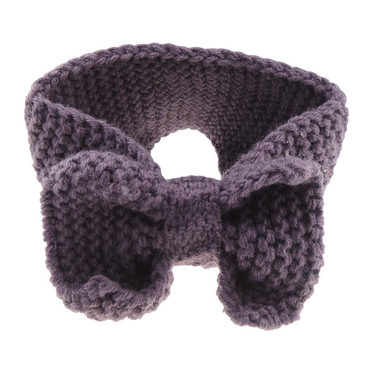 Ladies Warm Winter Knit Bow Detail Headband Wrap Ear Muffs (Aubergine)