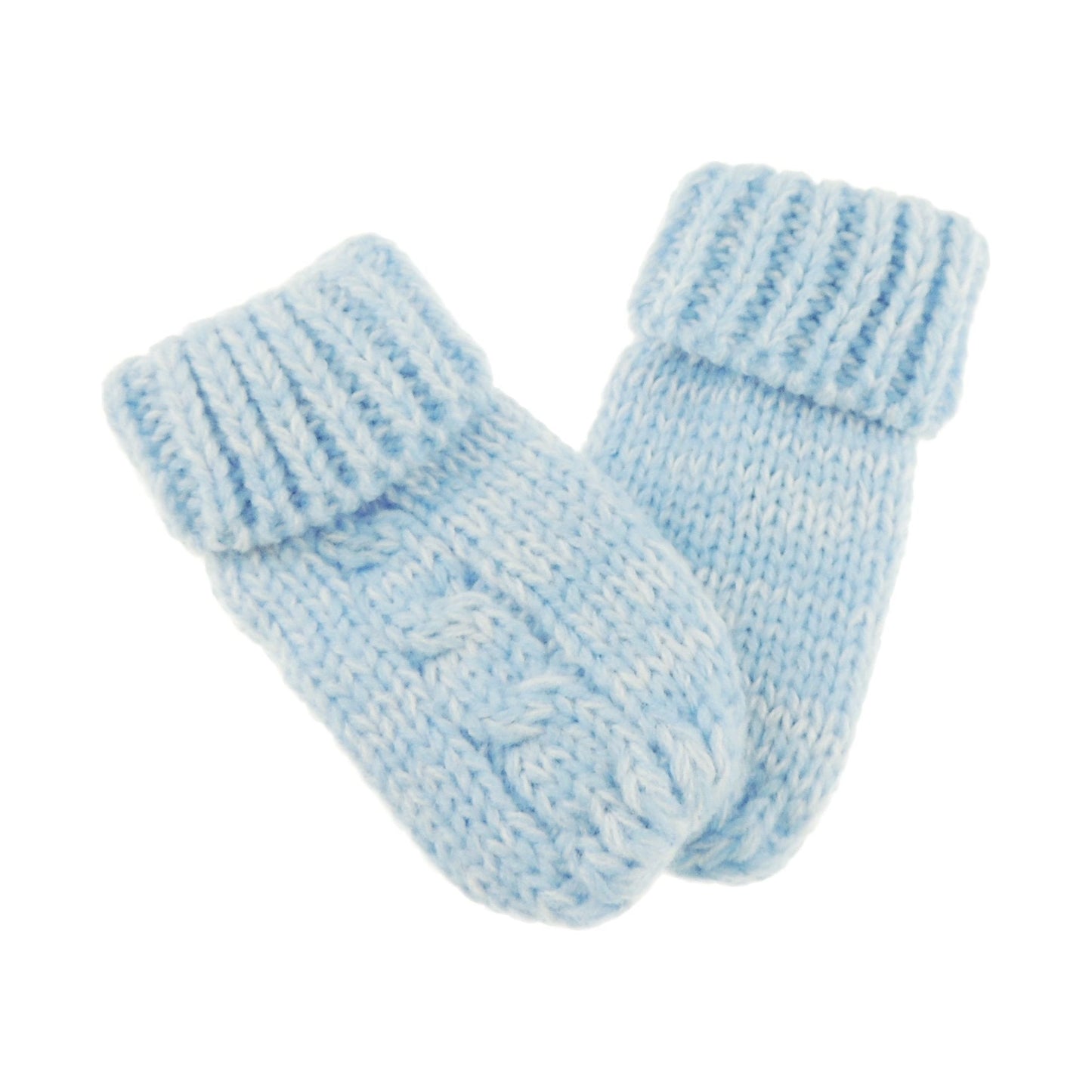 Glamour Girlz Baby Girls Boys Block Colour Warm Winter Fine Knit Mittens Blue