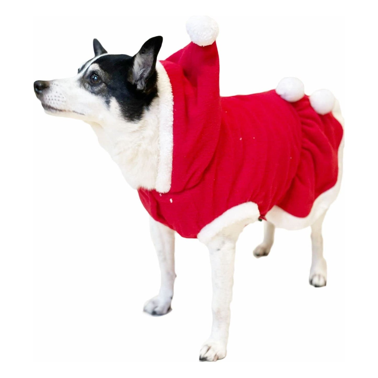 Cute Festive Red Funny Santa Claus Father Christmas Party Boy Girl SMALL DOG BREED ONLY Puppy Kitten Cat Warm Winter Fleece Costume Clothes Jumper Dress Skirt Coat Walking Hoodie Outfit (S)