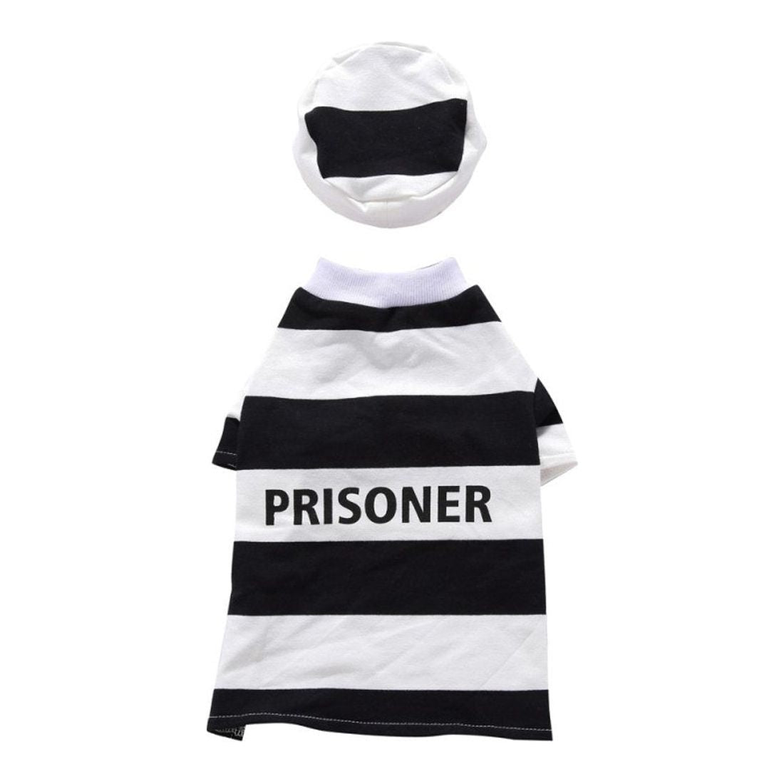 Cute Funny SMALL DOG ONLY Doggie Puppy Cat Accessories Halloween Outfit Fleece Warm Winter Girl Boy Jumper Coat Clothes Hoodies Fancy Dress Costume Ideas Pullover Prisoner Inmate Black White Stripe