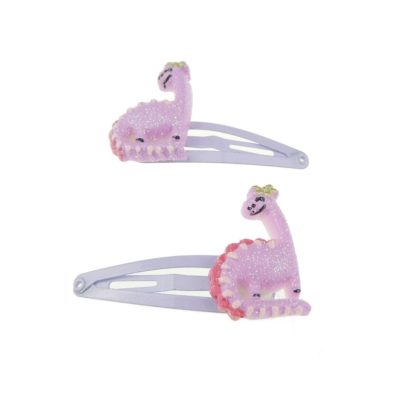 Girls Womens Toddler Baby Kids School Clips Barrettes Bobbles Accessories Hair Sectioning Styling Fine Thick Grips Slides Grips Clips Sleepies Dinosaur Snap Bendies SET of 2(Purple Brontosaurus)