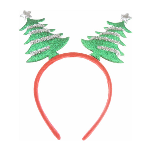 Womens Mens Unisex Christmas Tree Festive Day Dinner Nativity Costume Outfit Party Headband Hair Hoop Alice Band Hairband Deeley Deely Springs Bopper Silver Glitter Green