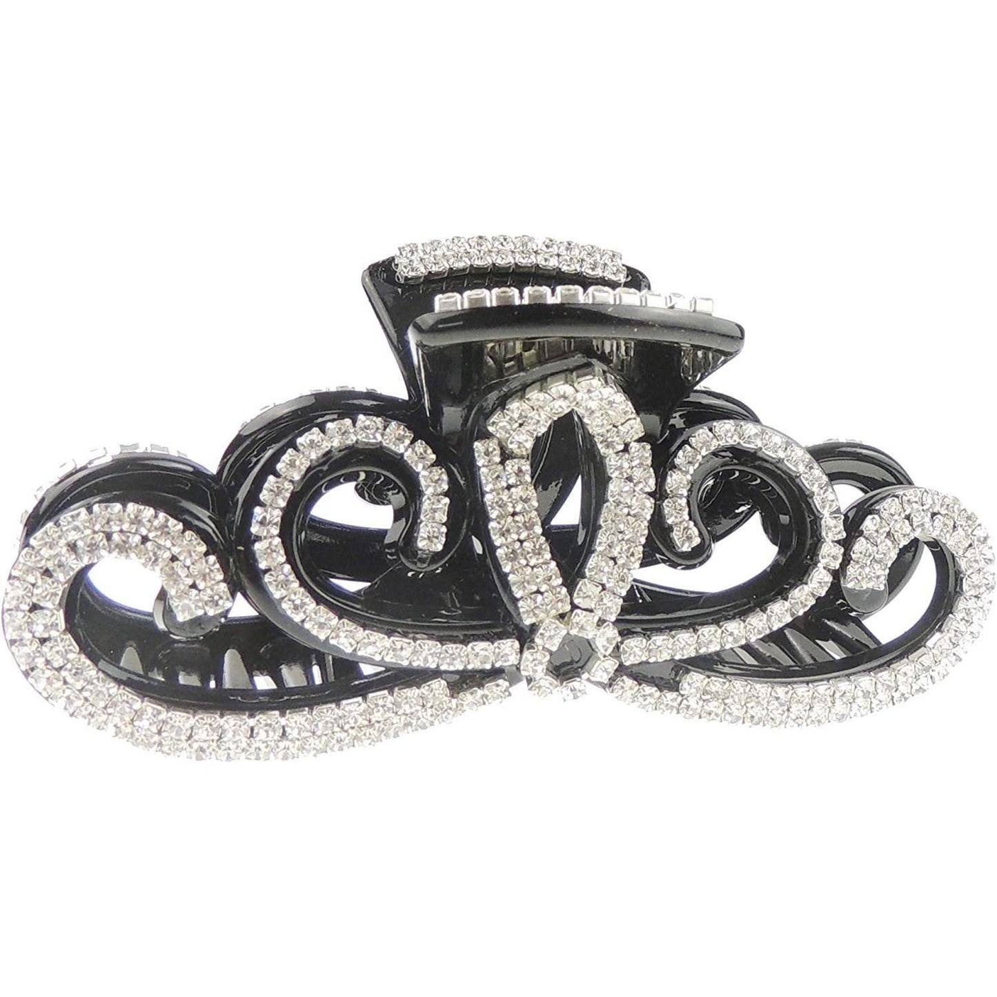 Extra Sparkly Diamante Crystal Evening Ladies 11.5cm Hair Claw Clamp Large Swirly Bow