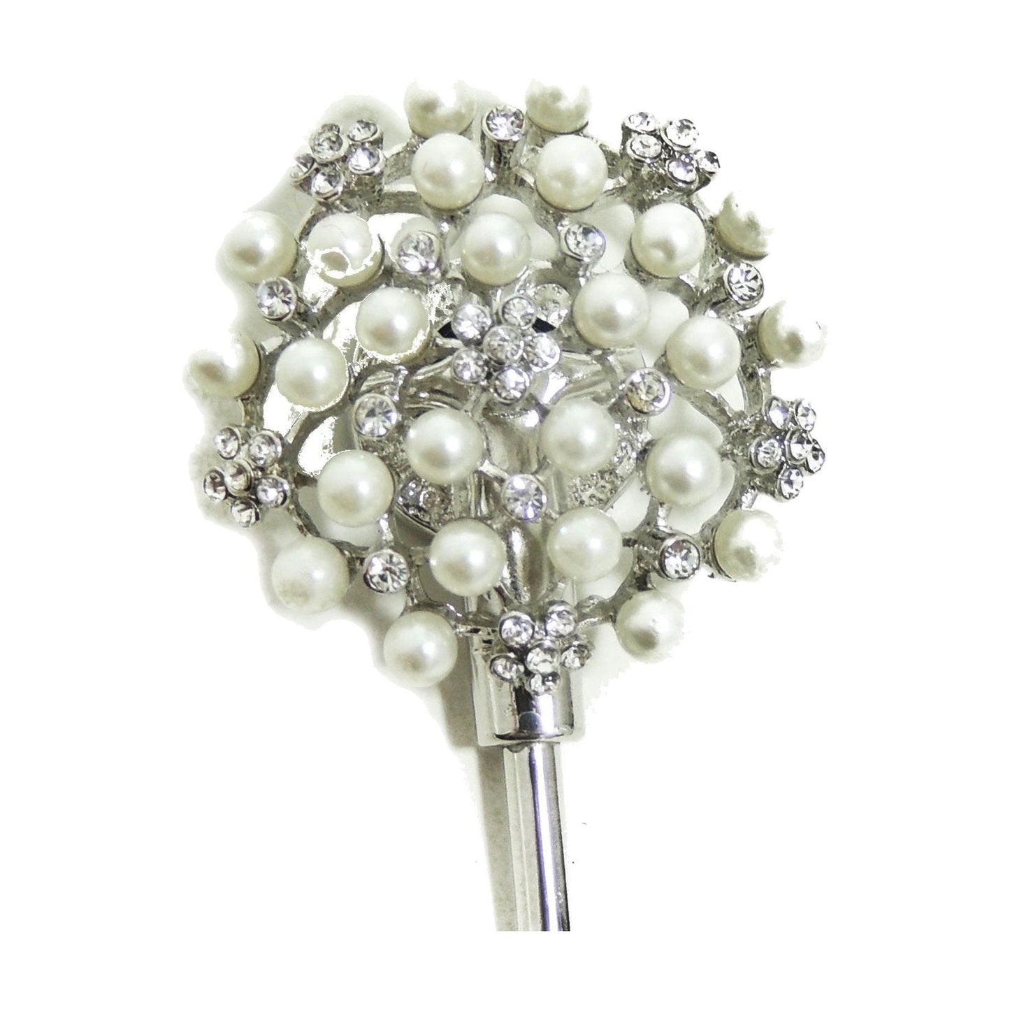 Ladies Sparkly Silver Crystal Diamante Bag Handbag Hanging Hanger Hook Faux Pearl Diamante Flowers for Her