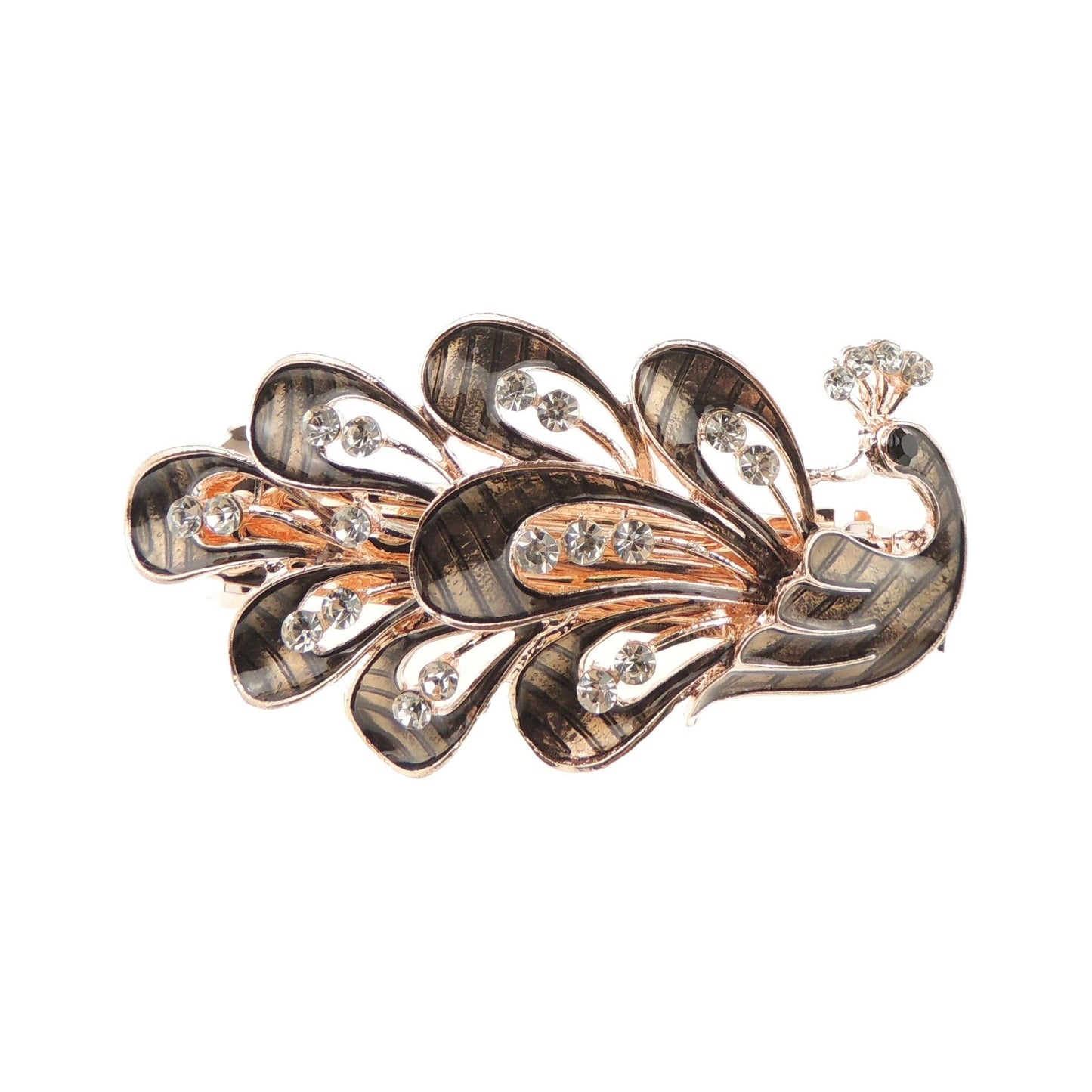 Beautiful Ladies Vintage Gold Tone Chunky Metal 8 cm Hair Evening Barrette Peacock in 6 Colours