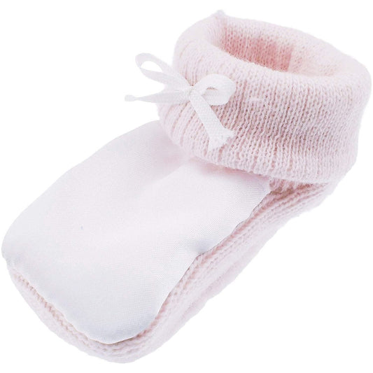 Soft Warm Infant Newborn Baby Babies Girls Boys Knit Knitted Crochet Pram Cot Satin Plain Slippers Socks Booties Bootees Shower Essentials 0-3 Months