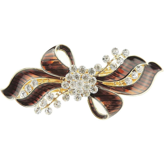 Ladies Enamel & Diamante Evening Occasion Stencil Hair Barrette Clip Swirly Bow