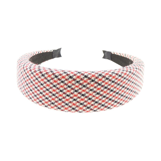 Tartan Check Plaid Padded Sponge Wide Thick Puffy Fabric Formal Boho Vintage Headband Alice Band Women Hair Accessories Hairband For Christmas Birthday Wedding Guest Bridesmaid Party