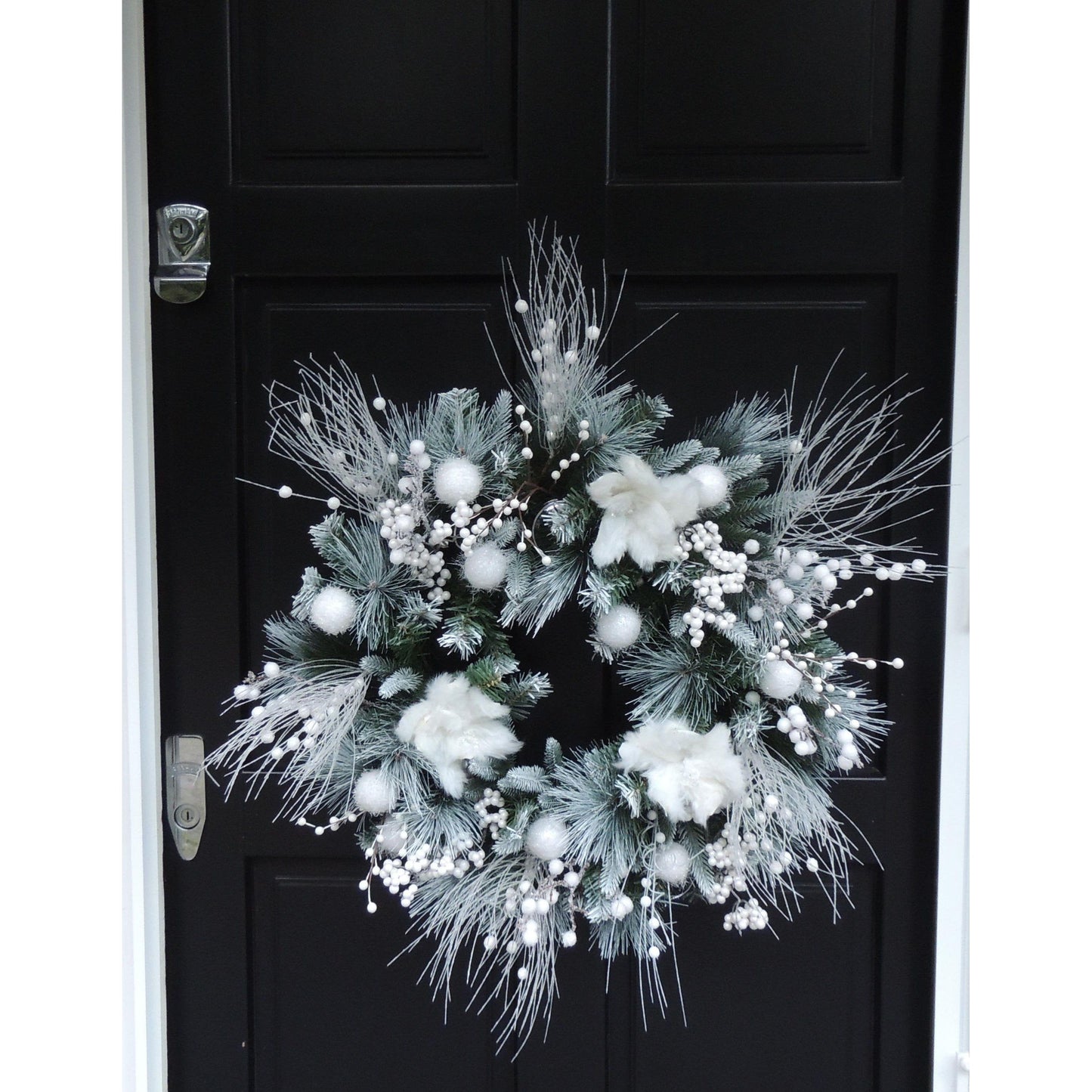 White Green Artifical Norfolk Pine Luxury Christmas Wreath Front Door Luxury Home Decorations Xmas Winter Mantle Decor Holiday Wreath Swag