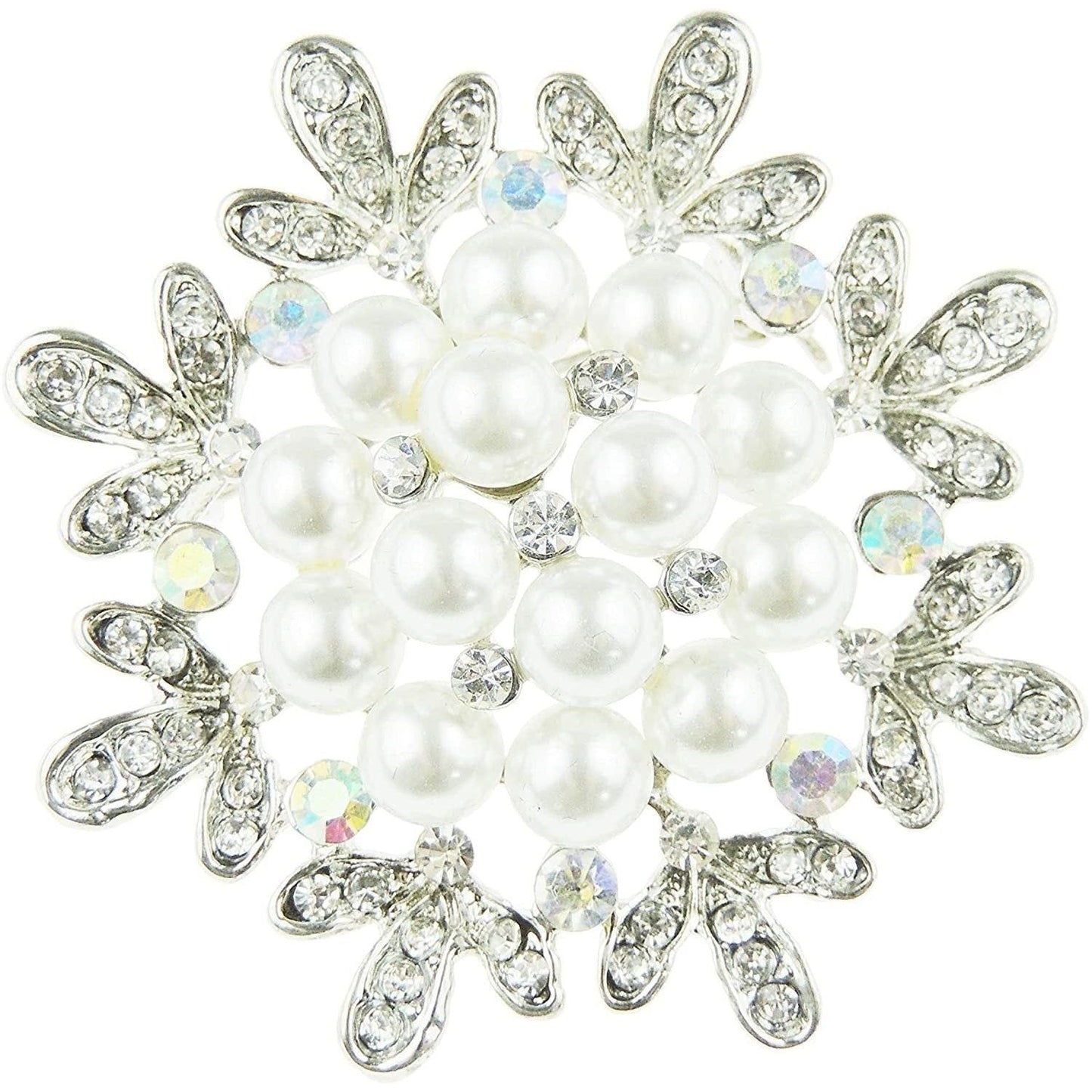 Crystal Vintage Round Faux Pearl 5cm Brooch