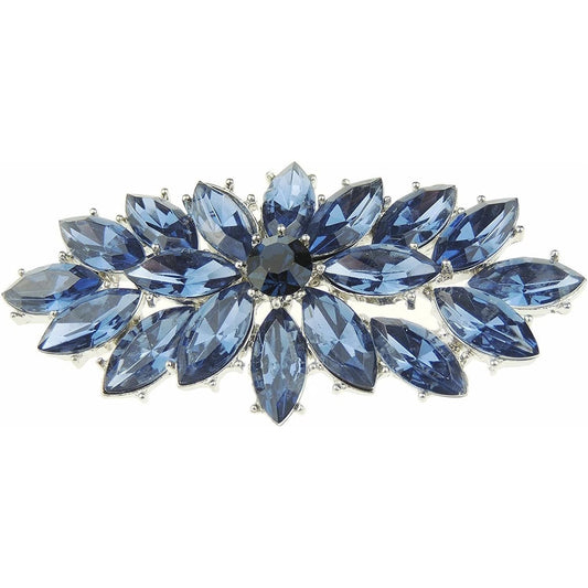 Ladies Men's Diamante 6.5cm Large Oval Crystal Flower Lapel Brooch