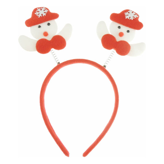 Festive Unisex Women Men Christmas Nativity Party Dinner Costume Outfit Headband Hair Hoop Alice Band Hairband Deeley Deely Springs Bopper White Snowman Red Bow Tie