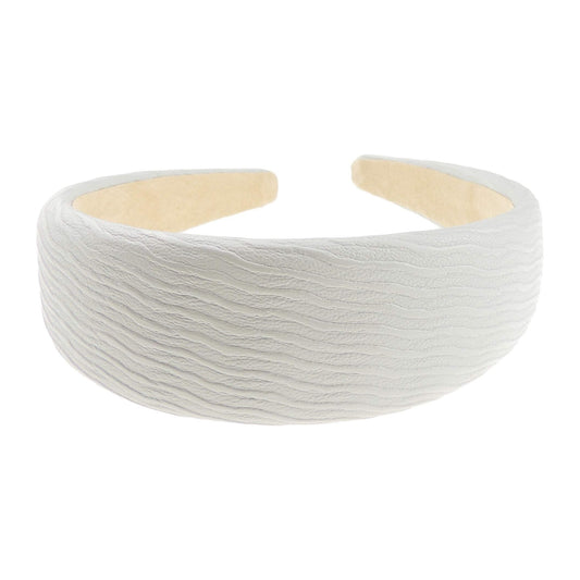 Ladies Leather Look Textured Wavy Lines Padded Headband Alice Band