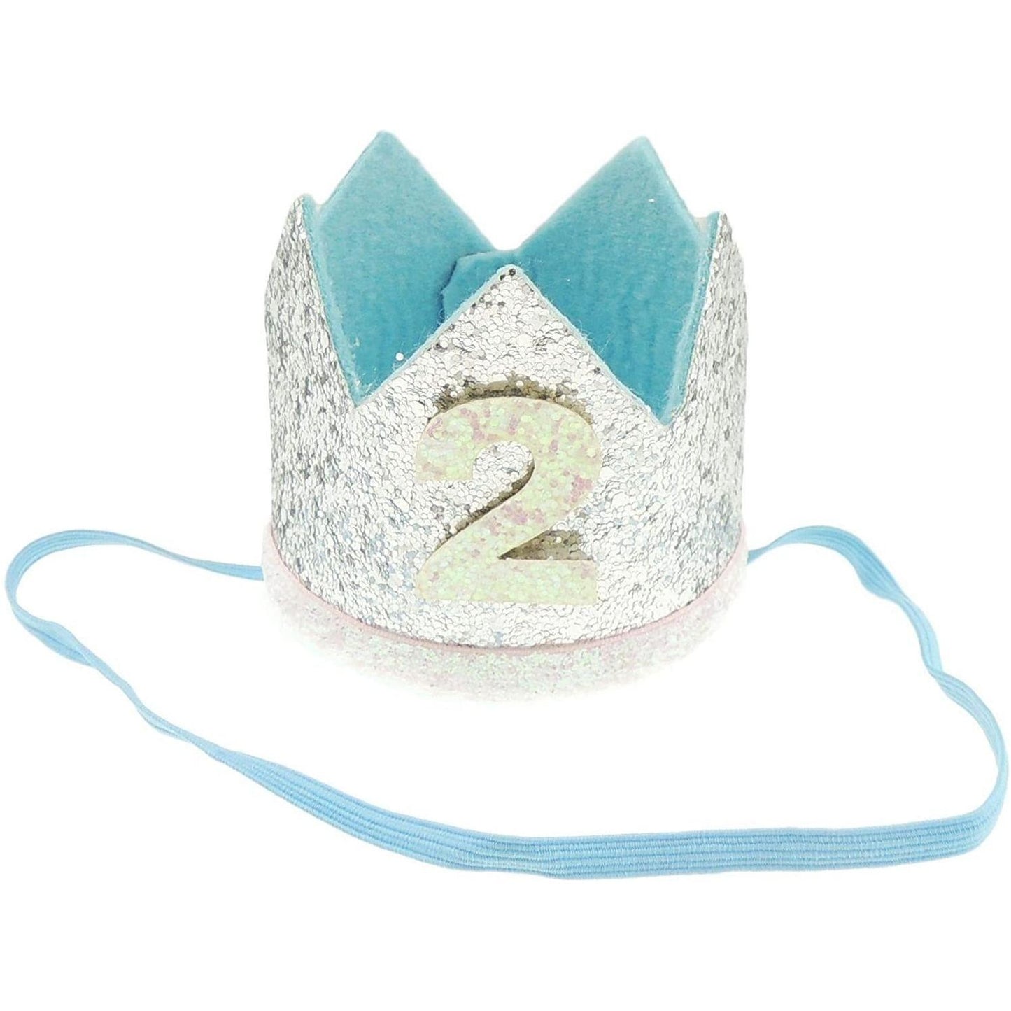 Baby Boys Girls Glitter 2 Two 2nd Years Birthday Elasticated Crown