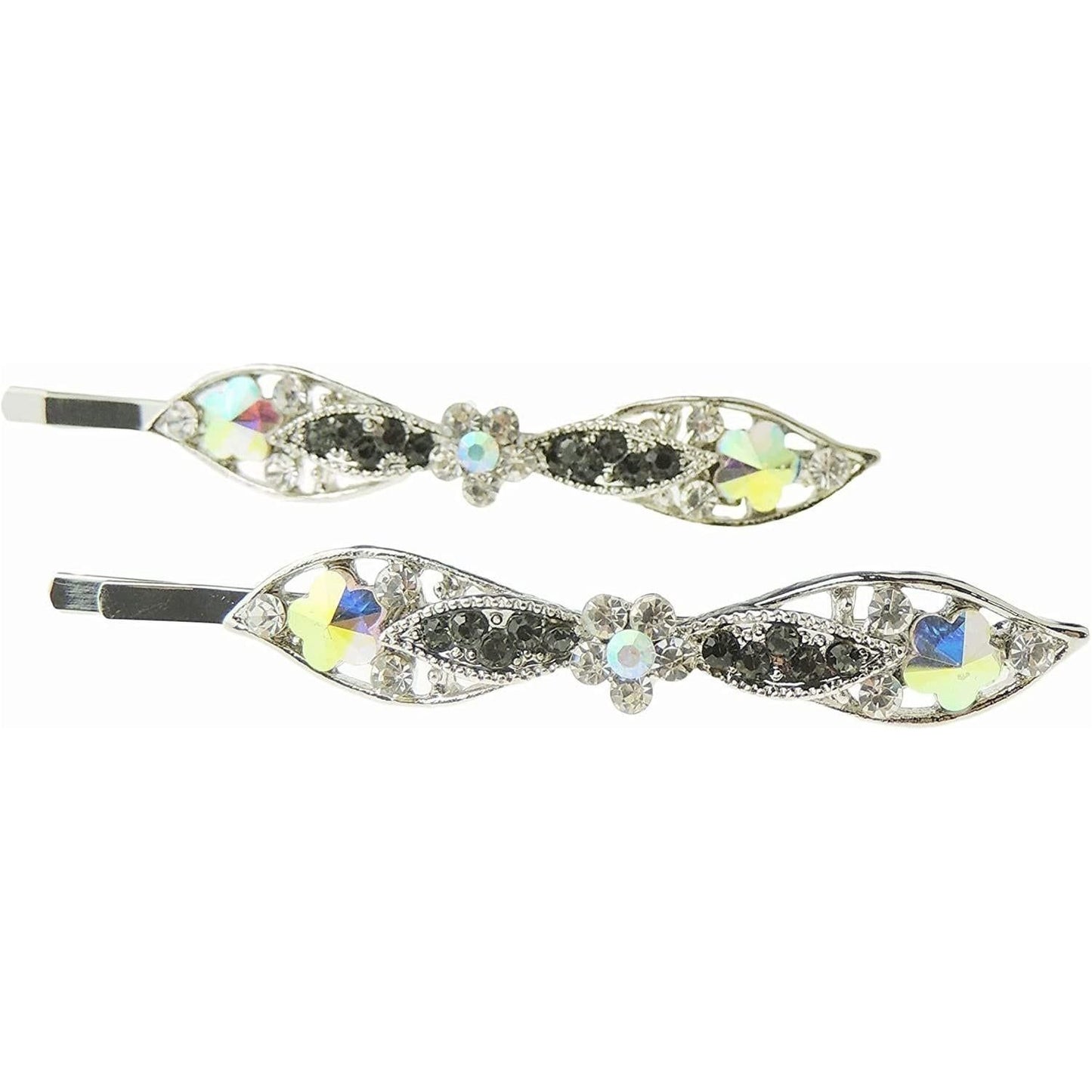 Ladies Sparkly Bow Crystal Diamante Bridal Wedding Hair Grips Pins