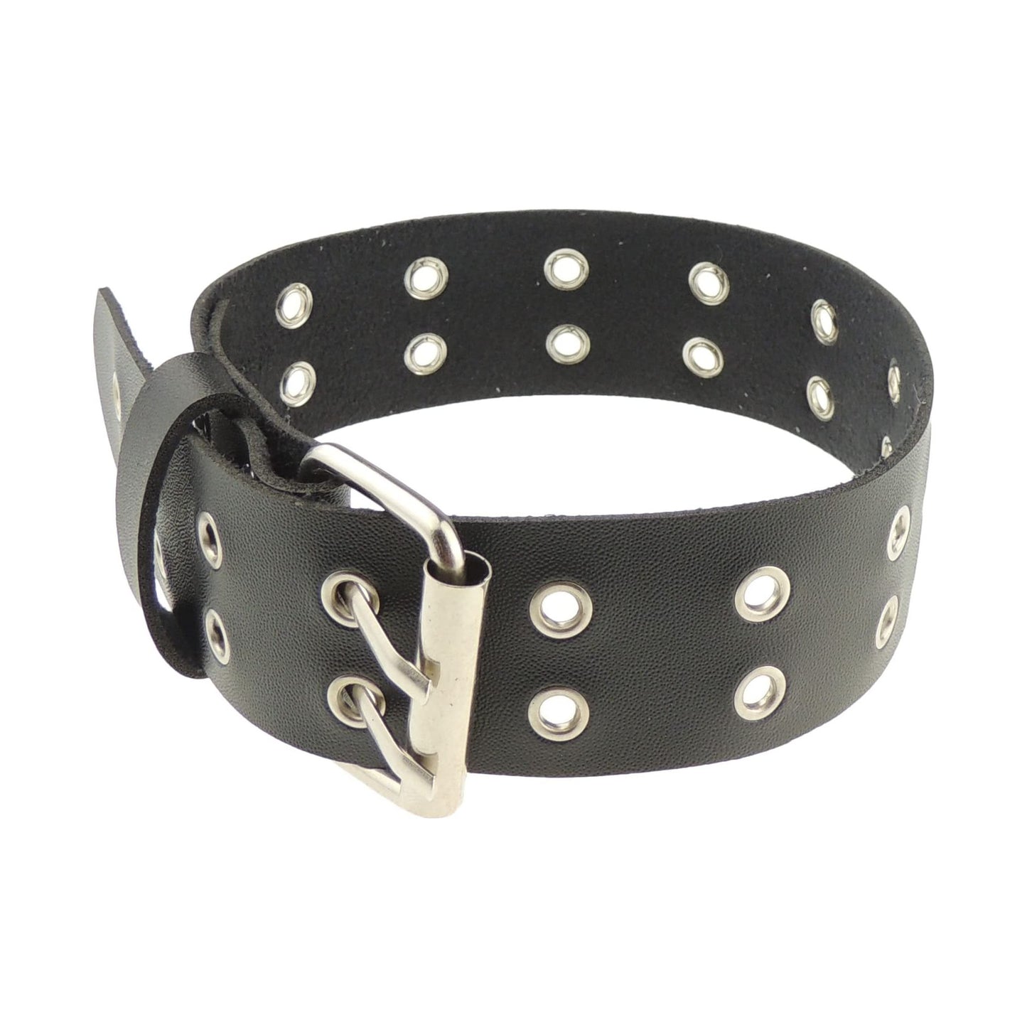 Glamour Girlz Black Vintage Look Retro Boho O Ring Studded Metal Buckle Cosplay Halloween Costume Party Biker Rock Gothic Punk Fancy Dress Vegan Leather Collar Choker Necklace Accessory For Women