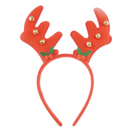 Glamour Girlz Unisex Womens Mens Festive Nativity Costume Outfit Party Headband Hair Hoop Alice Band Hairband Deeley Deely Springs Bopper Reindeer Deer Antlers Ears Bells Red