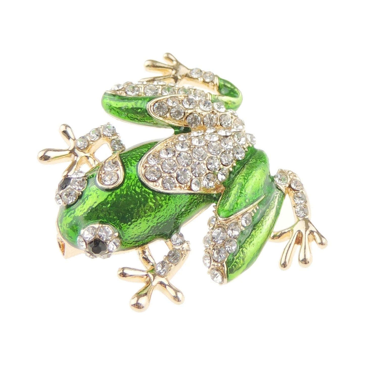 Ladies Luxury Enamel & Diamante Crystal Amphibian Lover Brooch Lapel Pin Toad Frog