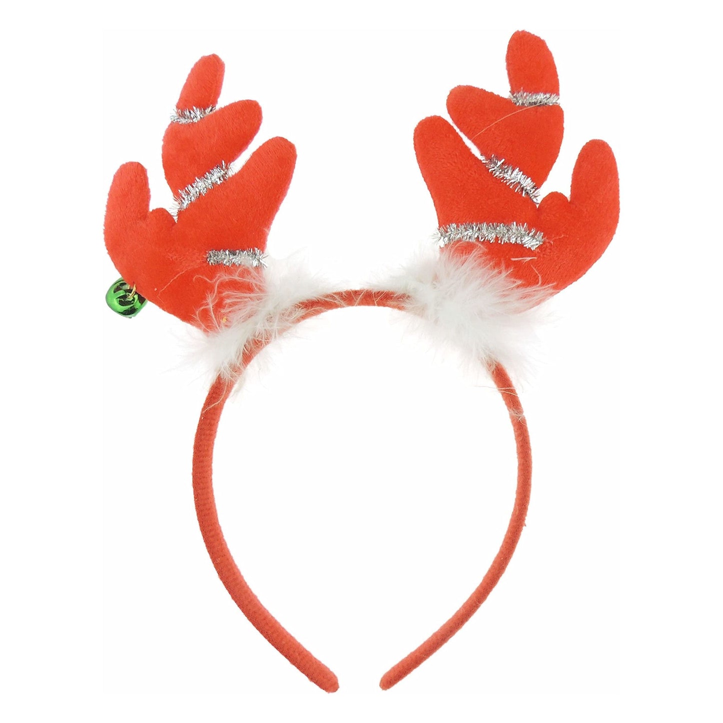 Festive Unisex Women Men Christmas Nativity Party Dinner Costume Outfit Headband Hair Hoop Alice Band Hairband Deeley Deely Springs Bopper White Red Reindeer Elk Stag Antlers Silver TInsel