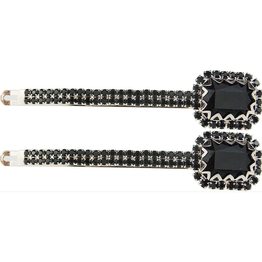 Set of 2 Ladies Girls Sparkly Diamante Hair 9cm Grip Large Square Stone