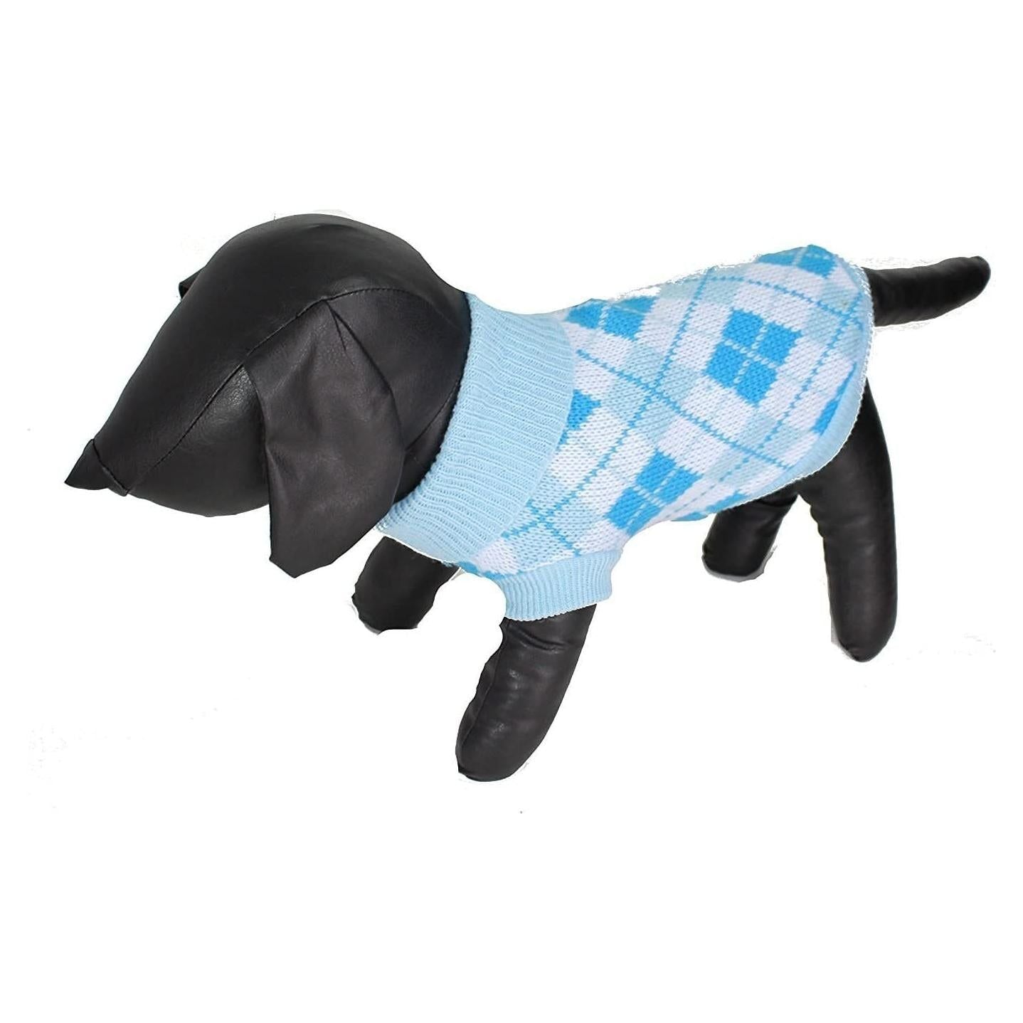 SMALL DOG BREED ONLY Cat Girl Boy Cat Argyle Plaid Check Print Knitted Warm Winter Girl Boy Jumper Sweater