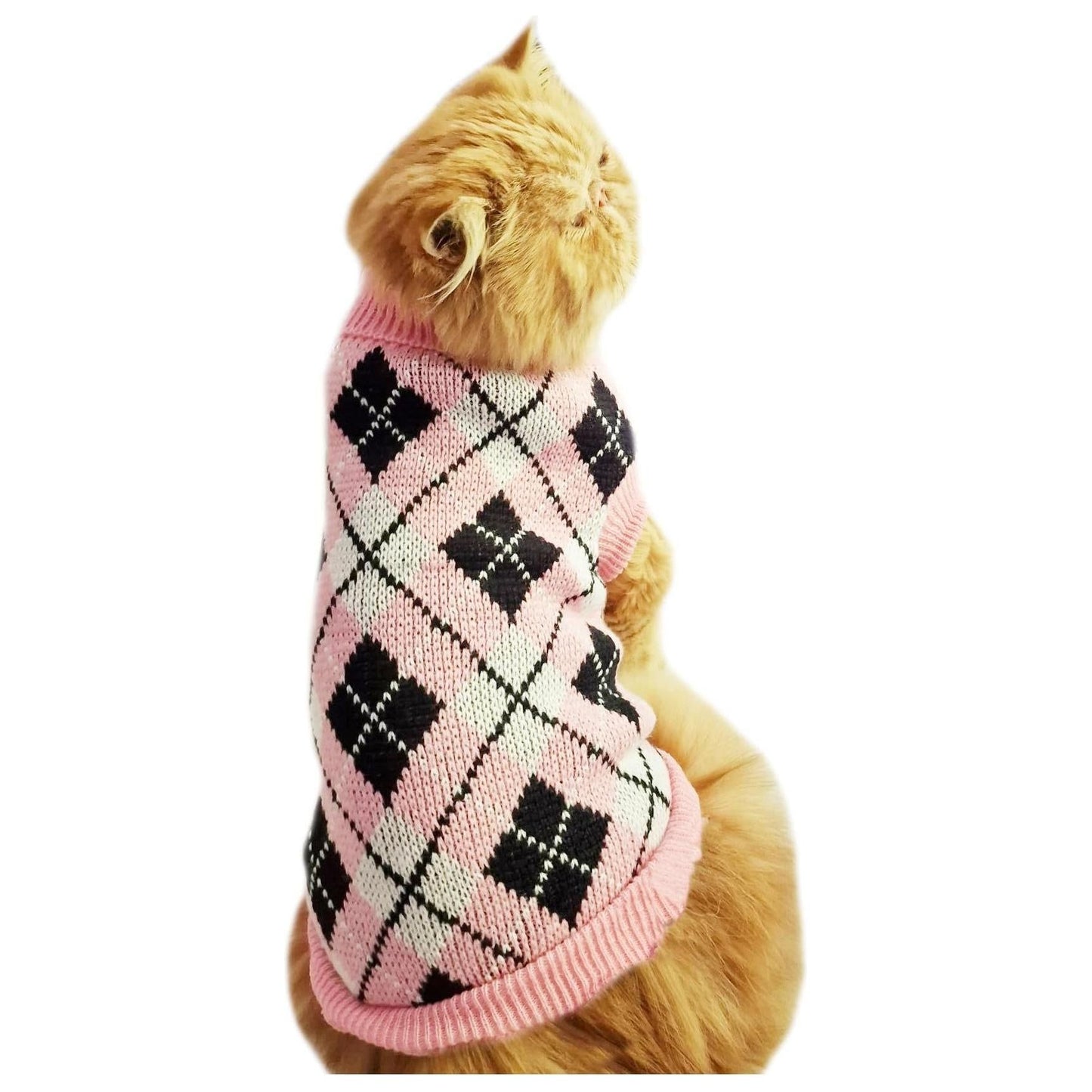 Cute SMALL DOG ONLY Puppy Cat Birthday Christmas Outfit Fleece Winter Girl Boy Jumper Coat Clothes Hoodies Costume Pullover Knitted Knit Sweater Sweatshirt Pink Black Plaid Tartan Argyle