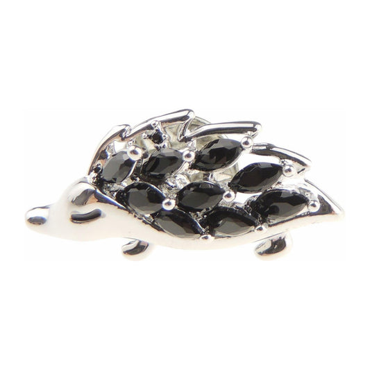 Diamante Crystal Rhinestone Silver Tone Small Lapel Pin Brooch Hedgehog