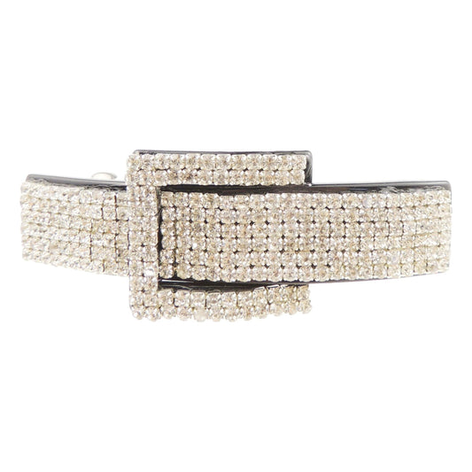 Ladies Extra Sparkly Diamante Crystal Narrow Spring Clip Hair Barrette Buckle Rectangle