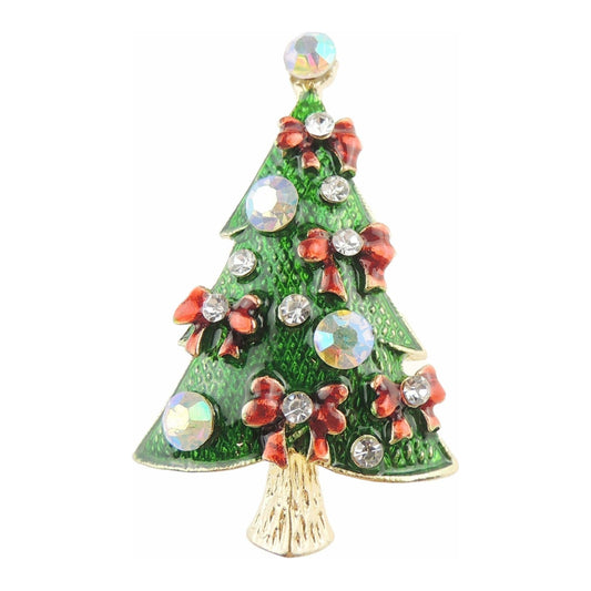 Sparkly Festive Christmas Season Gift Coat Scarf Coat Jacket Shawl Scarf Diamante Rhinestone Crystal Brooch Badge Breastpin Corsage Pin Green Red Faux Pearl Baubles Tree