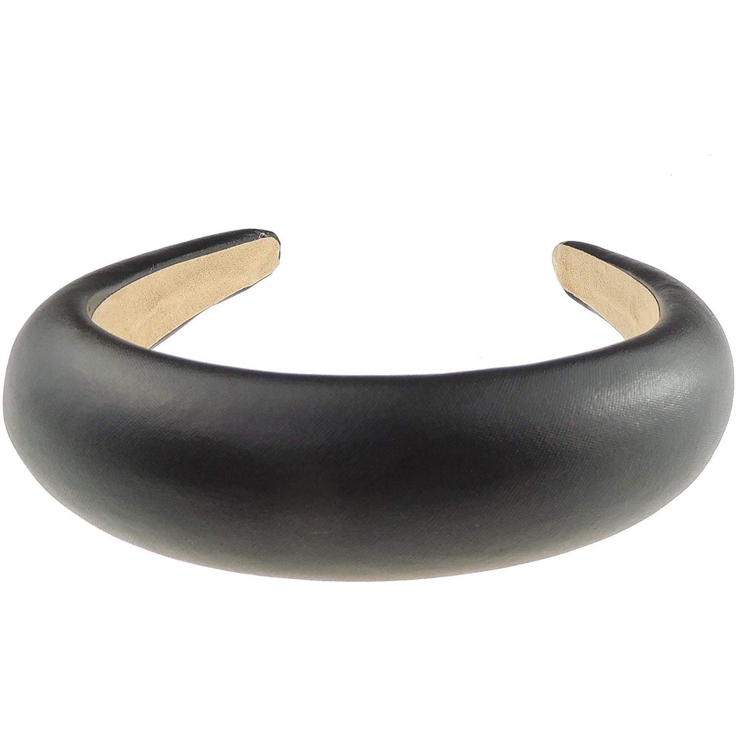 Ladies Metallic Big Bump Padded Covered Headband Alice Band (Black)