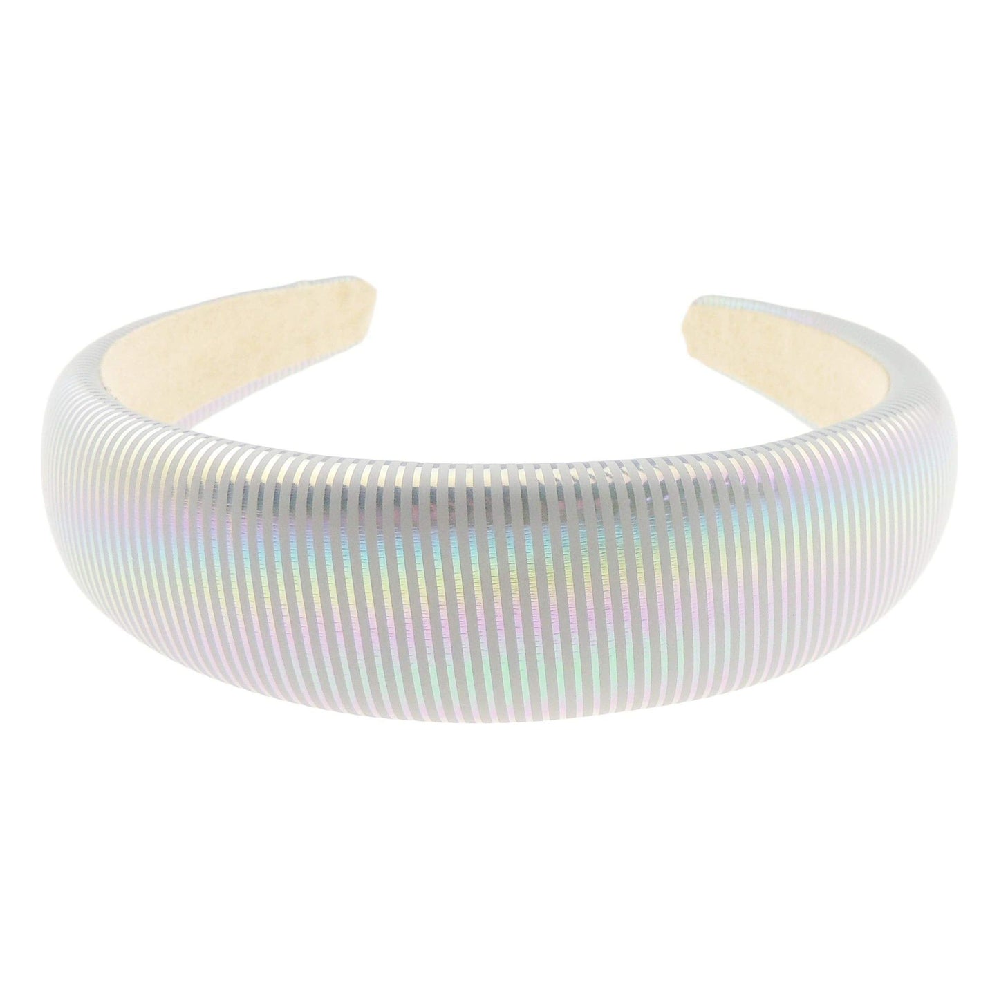 Ladies Leather Look Metallic Ribbed Striped Metallic Headband Alice Band