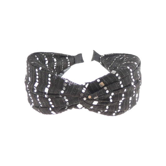 Sparkly Ladies Wide Top Twist Detail Chiffon Covered Headband Alice Band Wide Sequins