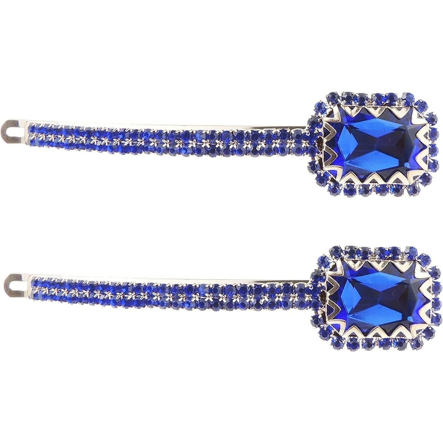 Set of 2 Ladies Girls Sparkly Diamante Hair 9cm Grip Large Square Stone